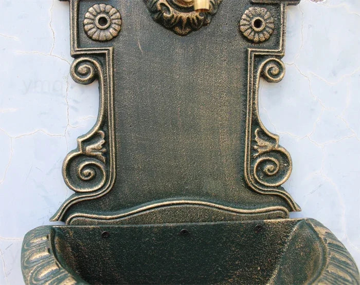 Antique Gold Cast Iron Wall Mounted Hand Sink Farm House Home Garden Decor Heavy Metal Wash Stand Handmade Wall Decor Wash Basin