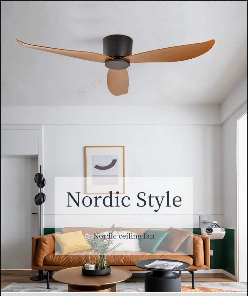 SOVE Low Floor Modern Ceiling Fans Without Light DC 30W Ceiling Fan With Remote Control Home Simple Ceiling Fan No Lights 220V
