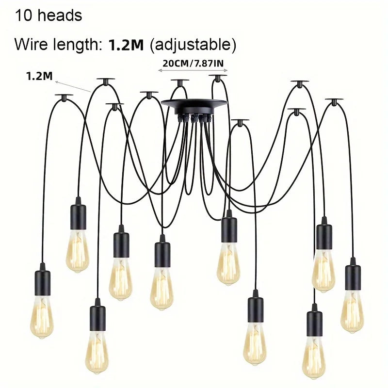 Simple Chandelier Restaurant Clothing Shop Industrial Wind Multi-head Spider Light