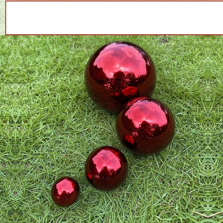 Stainless steel red hollow decorative ball, hanging decoration, mirror finish metal ball,