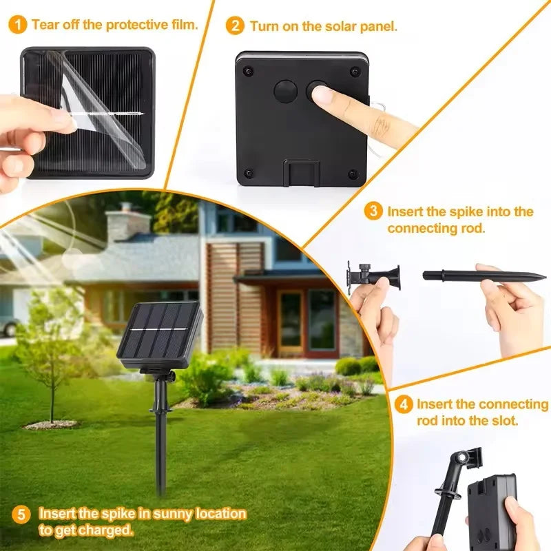 Large Solar Panel Fast Charge Lamp Outdoor Solar String Fairy Light Waterproof Garland String Lights