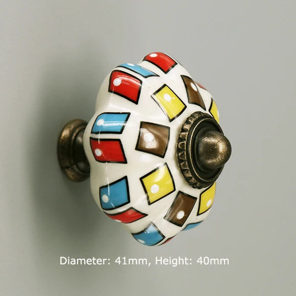 One Piece Vintage Ceramic Door Knobs for Cabinet Drawer, Closet Cupboard Wardrobe  furniture door  Pull Handle