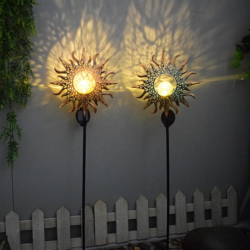Led Solar Lights Outdoor Waterproof Moon Fire Fairy Lawn Garden Flamingo Lamp for Pathway Landscape Courtyard Garland Decoration