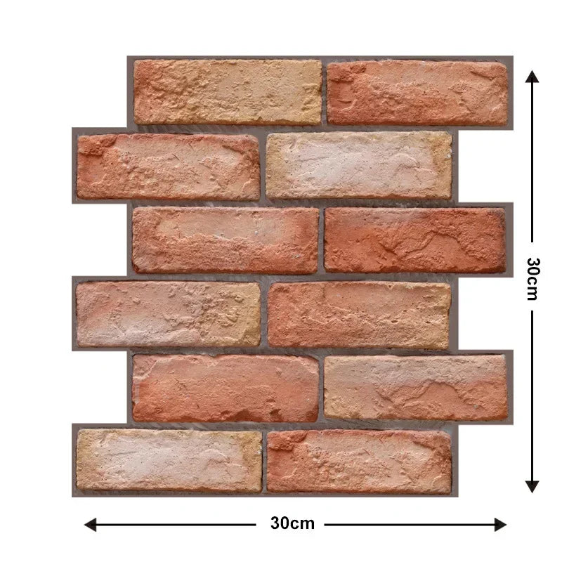 3D Foam Wall Stickers 10PCS Self Adhesive Retro Sticker Decor Subway Tile Brick Wallpaper for Bathroom Fireplace Interior Decor