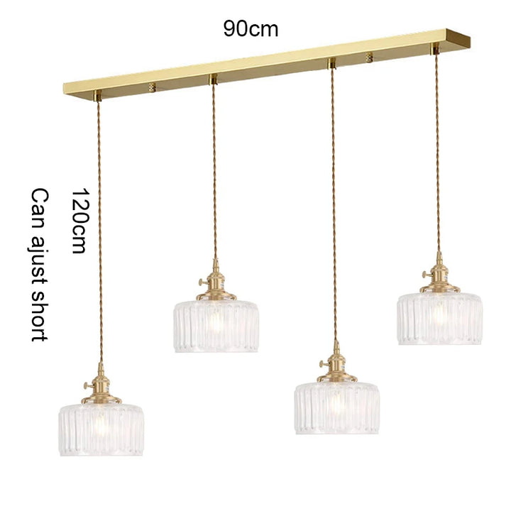 Suspension Green Stripe Glass Chandelier E27 Restaurant Pendant Light For Dining Room Kitchen Cafe Bedside Hanging Lamp Fixtures