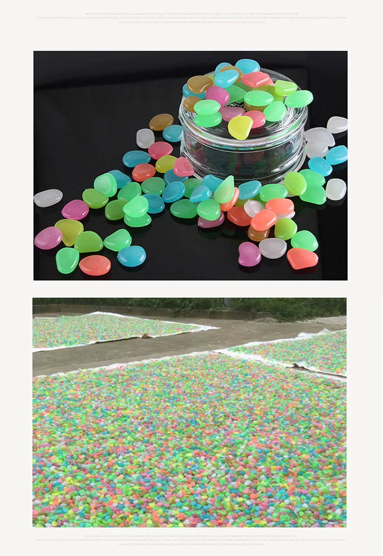 Luminous Pebbles Mix Colorful Glow in The Dark Rocks Outdoor Decor Stones for Fish Tank Planter Garden Yard Walkway Patio