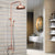 Antique Red Copper Wall Mounted Bathroom 8" inch Round Rain Shower Faucet Set Dual Cross Handle Tub Mixer Tap arg501