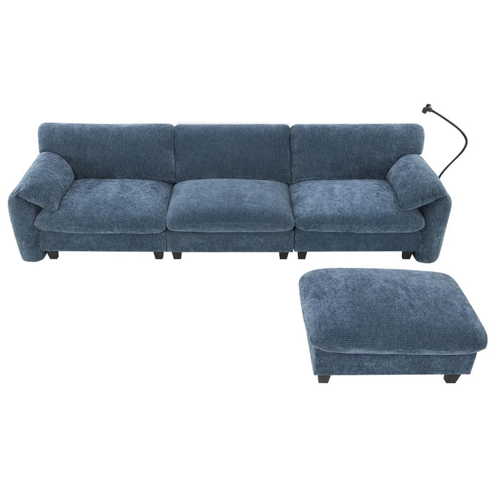 Sectional Sofa Couch with Ottoman Wholesale L-Shape with Extra-Wide Seat Cushion USB Type-C Charger Phone Holder Modular