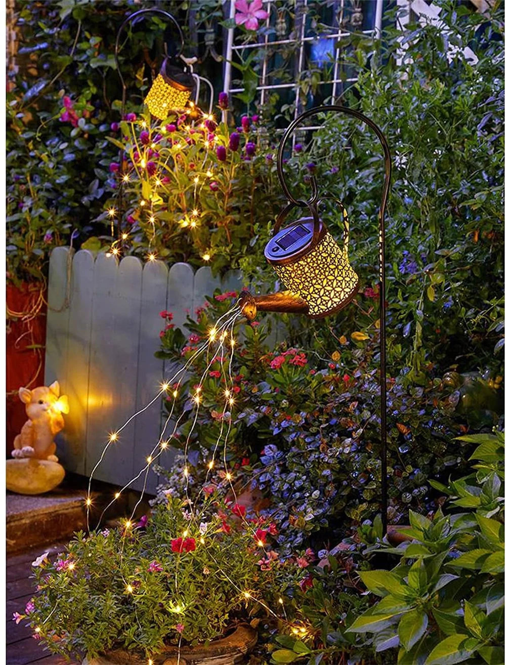 Solar Watering Can Light Hanging Kettle Lantern Light Waterproof Garden Decor