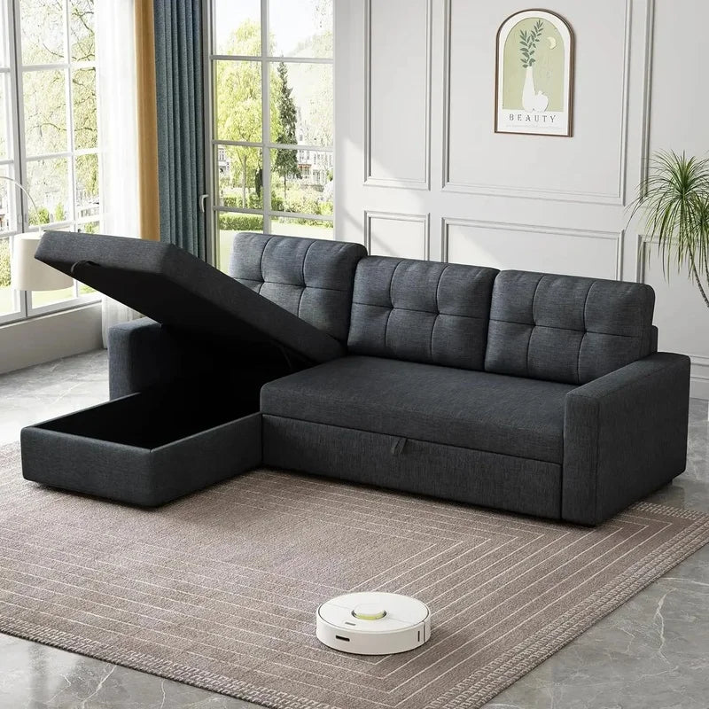 Convertible Sofa Bed with 3 Cushions, Breathable Fabric for Living Room, Apartments, and Offices Furniture.