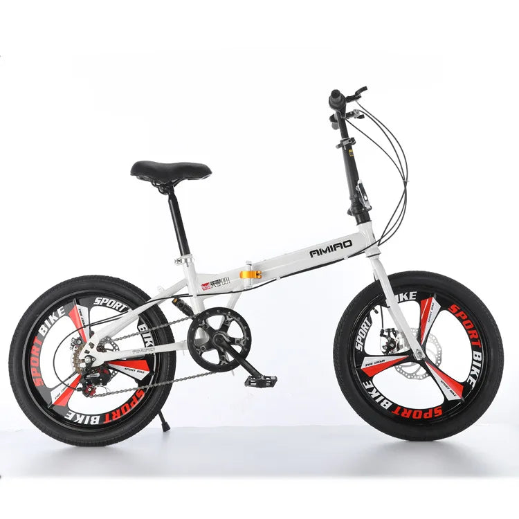 Adult Folding Bicycle Ultra Lightweight Wholesale Student Bicycle Disc Brake Variable Speed Commuting Bike 20 Inches Camping