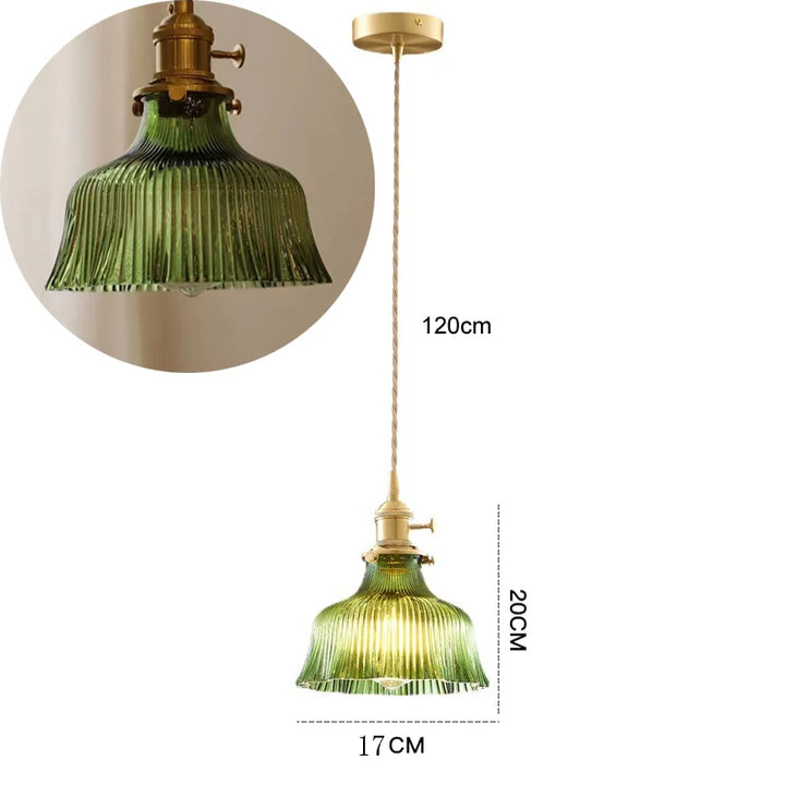 Suspension Green Stripe Glass Chandelier E27 Restaurant Pendant Light For Dining Room Kitchen Cafe Bedside Hanging Lamp Fixtures