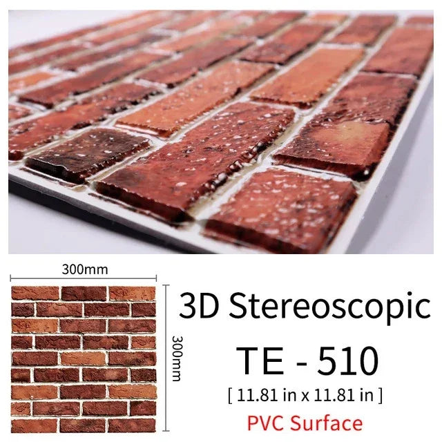 15PCS Wall Sticker Waterproof PVC imitation brick Wallpapers for TV walls living room bedroom kitchen kids rooms painted surface