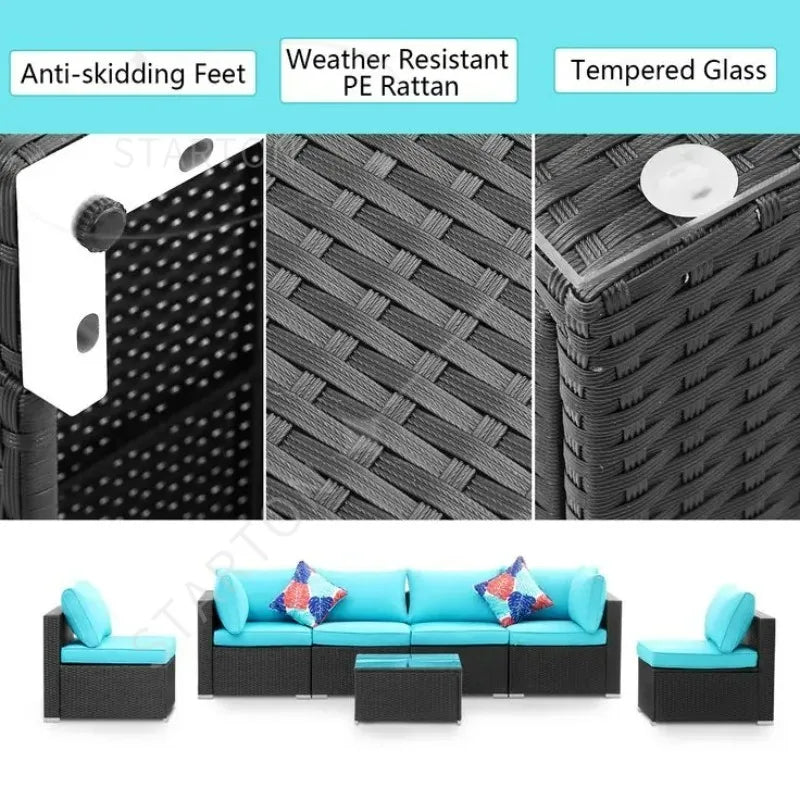 Outdoor Garden Pe Rattan Wicker Sofa Furniture Set Of 9 Pieces