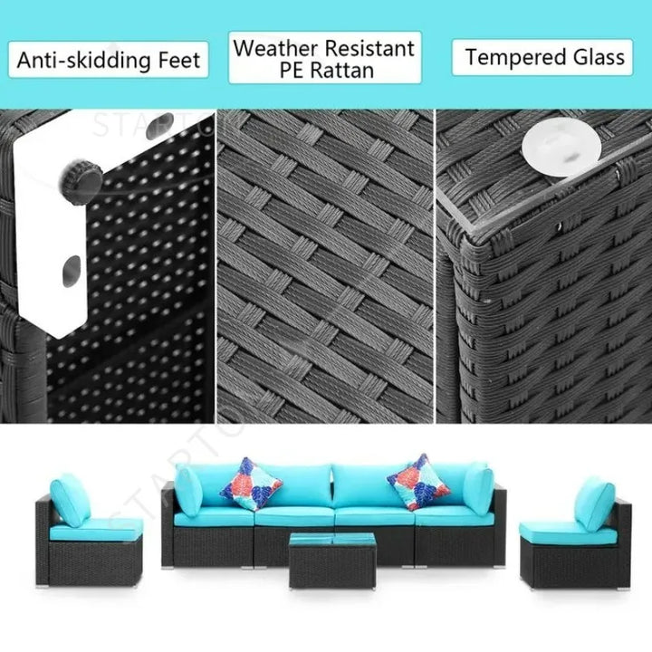 Outdoor Garden Pe Rattan Wicker Sofa Furniture Set Of 9 Pieces