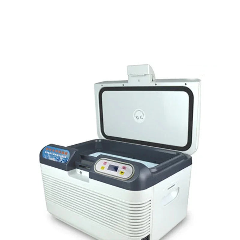 Dual Charging Portable Car Refrigerator, 12V Car 220V Home Mini Fridge with Carry Strap