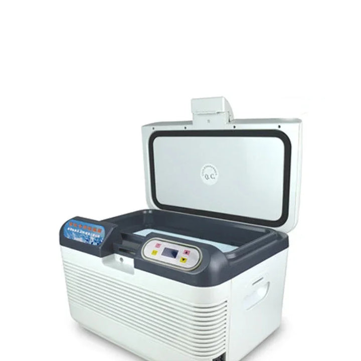 Dual Charging Portable Car Refrigerator, 12V Car 220V Home Mini Fridge with Carry Strap