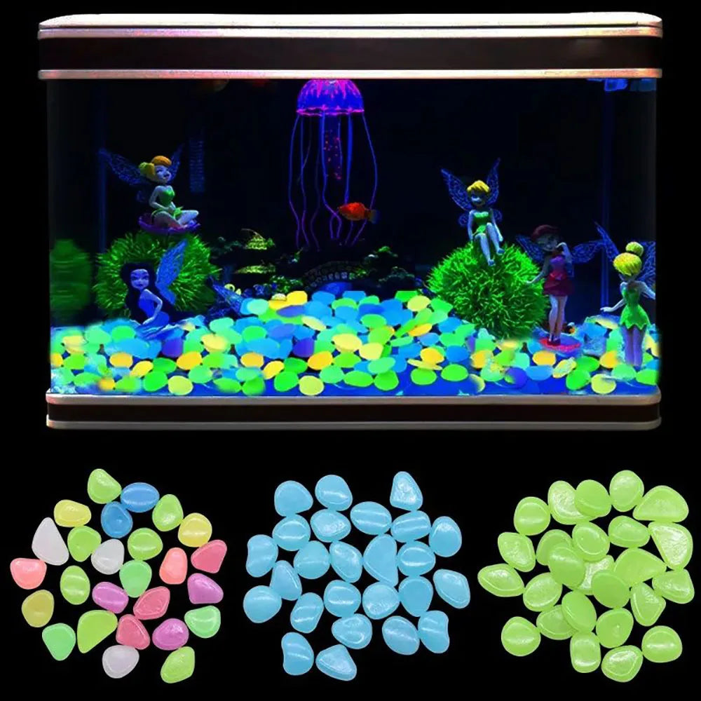 Luminous Pebbles Mix Colorful Glow in The Dark Rocks Outdoor Decor Stones for Fish Tank Planter Garden Yard Walkway Patio