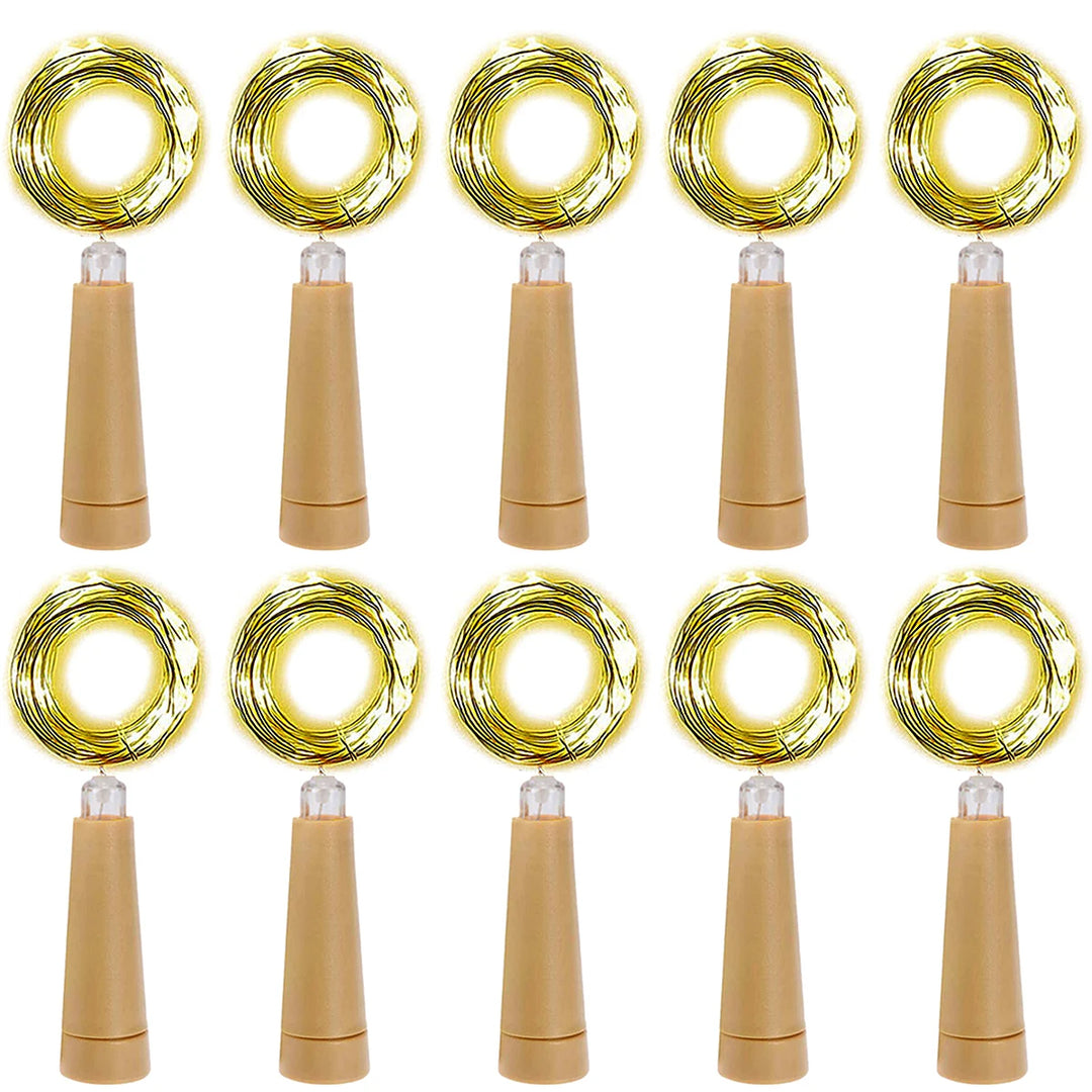 10PCS 2M LED Cork Wine Bottle Fairy Lights AA Battery Copper Wire String Lights Christmas Decoration Garland For Party Wedding