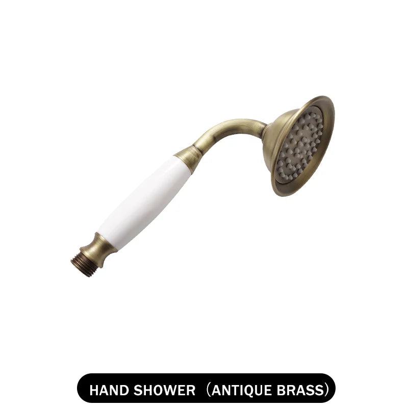 Brass Golden Rainfall Shower Head Rose Gold Handheld Shower Bathroom