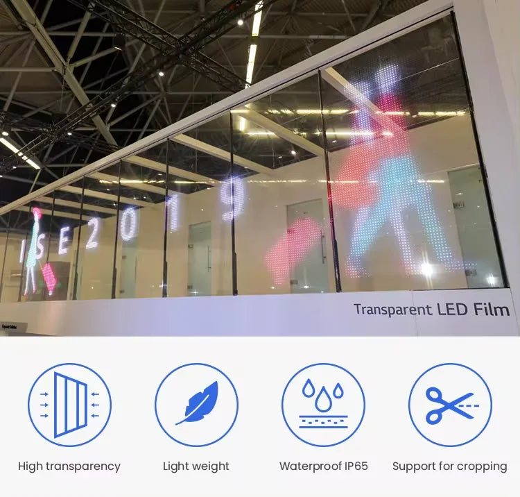 Flexible LED Screen Transparent Film Screen LED Advertising Display Transparent LED Video Wall