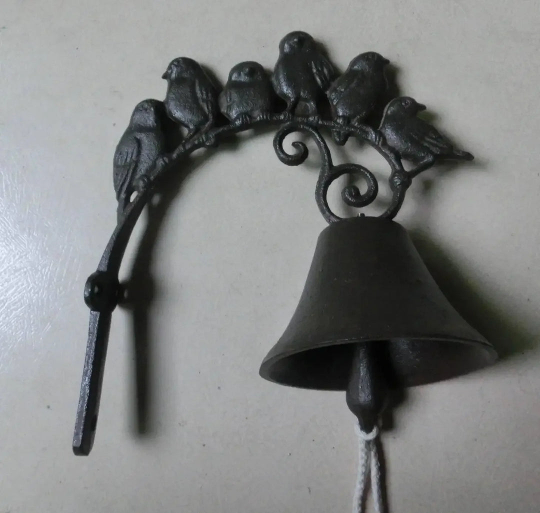 Artisan Cast Iron 6 Birds Door Chime Vintage Welcome Doorbell for Home Decor