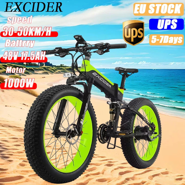 Adult Electric Bicycle EXCIDERXT750 1000w motor 26inchThickTire ebike 48v 17.5ah Lithium Battery Mountain Off road electric bike