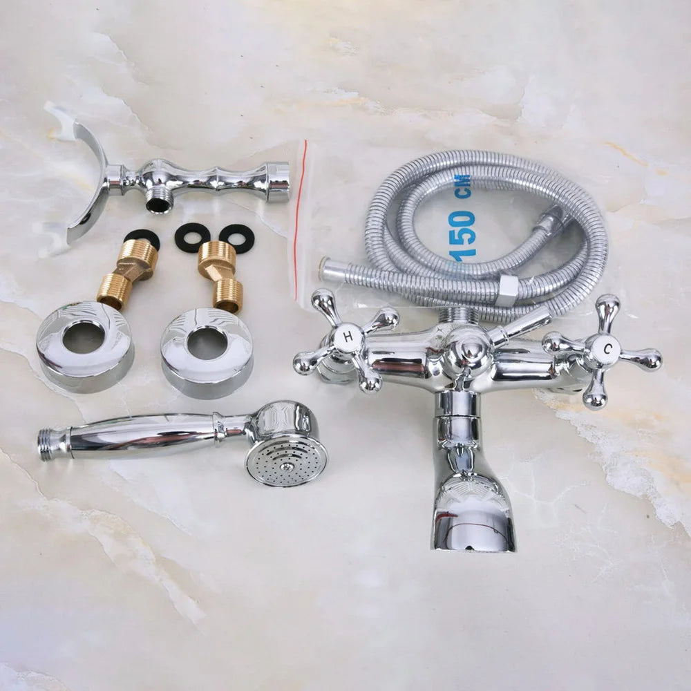 Bathtub Faucets Wall Mounted Polished Chrome Bathtub Faucet With Hand Shower Bathroom Bath Shower Faucets Nna185