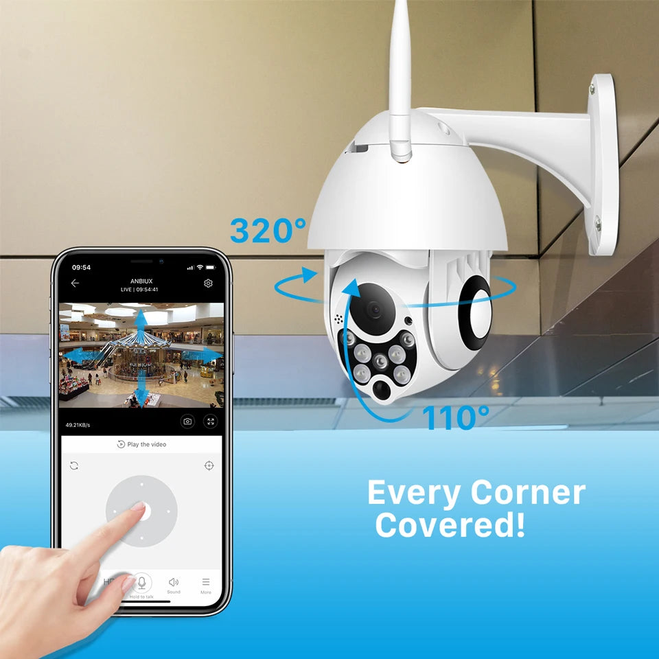 YCC365 Plus Wifi Camera Outdoor 1080P HD CCTV Security Camera PTZ 4x Zoom Waterproof Speed Dome Wireless Surveillance Camera