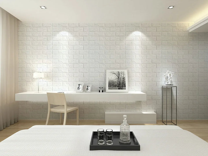 10Pcs Self-Adhesive 3D Wall Sticker DIY Brick Stickers Home Kids Room Kitchen Ceiling Decor No Odor No Pollution Wallpaper 70X77