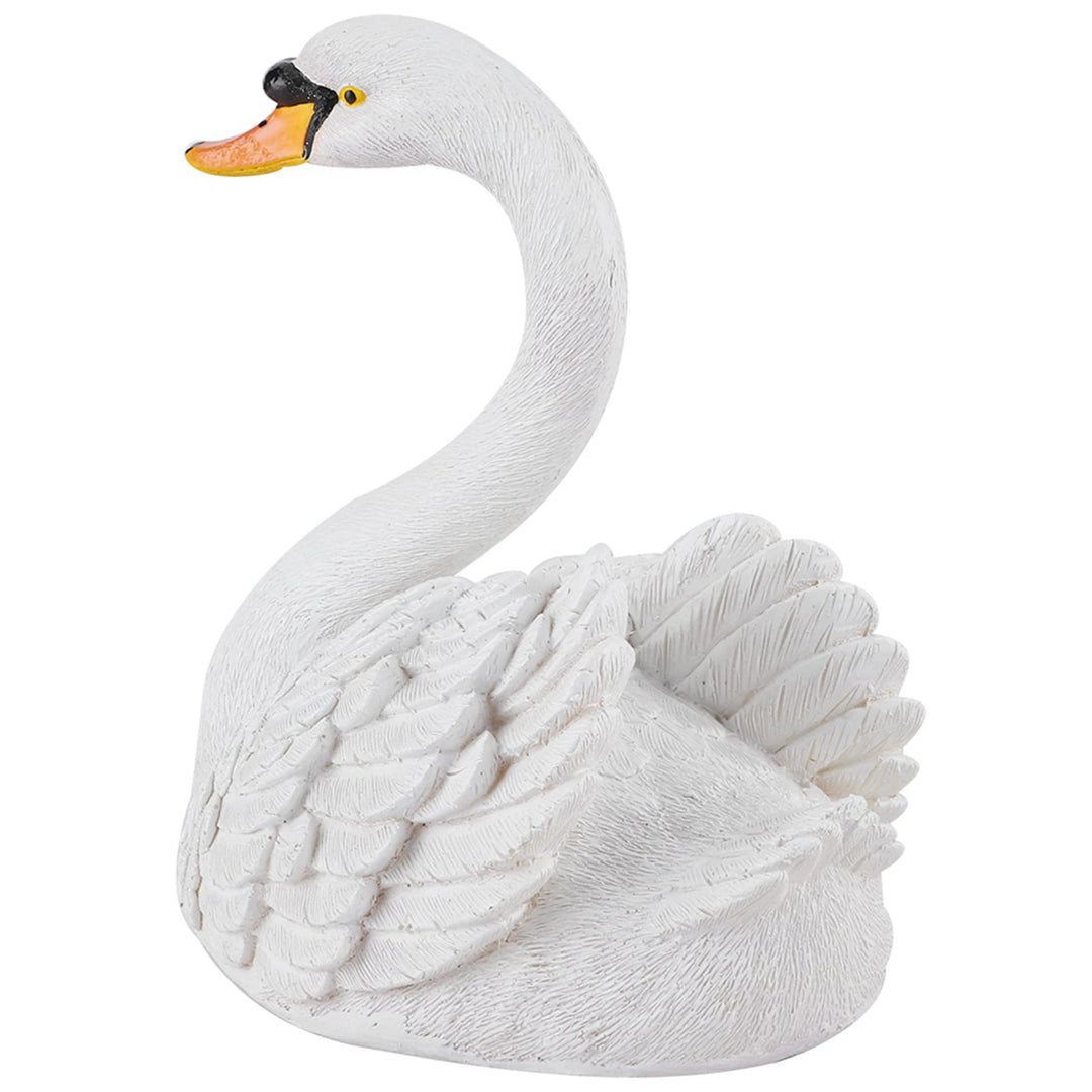 Resin Swan Sculpture Floating White Swan Figurine Ornament For Yard Garden Decor
