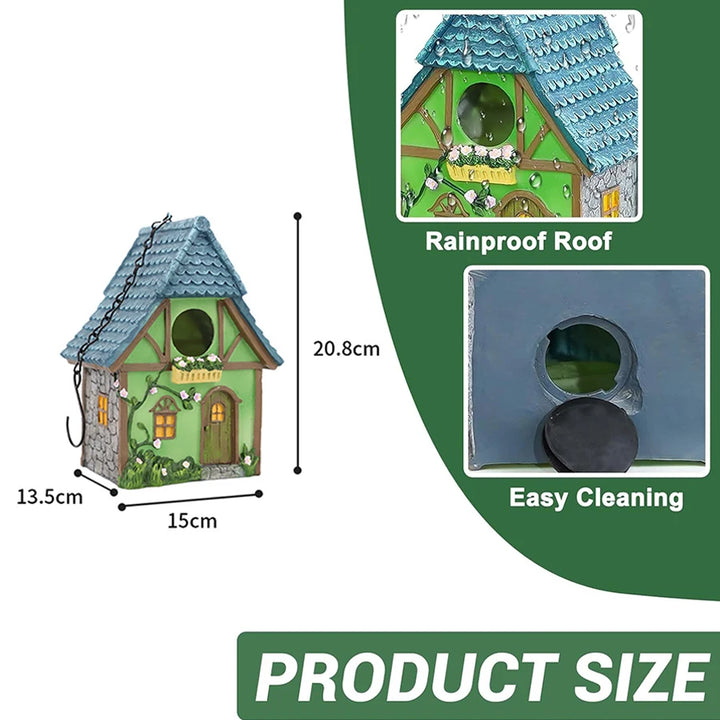 Outdoor Birdhouse Resin Garden Decoration Hanging Cabin Suitable for Small Birds Birdhouse