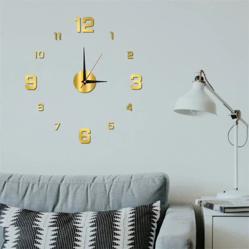 2024 Modern Design Wall Clock 3D DIY Quartz Clocks Fashion Watches Acrylic Mirror Stickers Living Room Home Decor