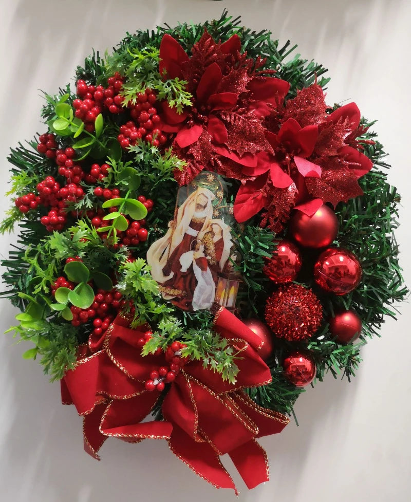 Christmas Wreath for Front Door Red Gold Window Wall Door Decorations 2024 Christmas Garland Ornament Guirnalda Navidad