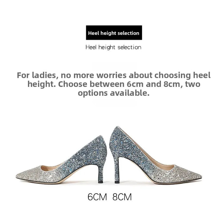 Stiletto Heel Crystal Pointed Toe High Heels Sexy Sle Faion Single oes adient Pattern Ultra Thin Heel Women's Footwear