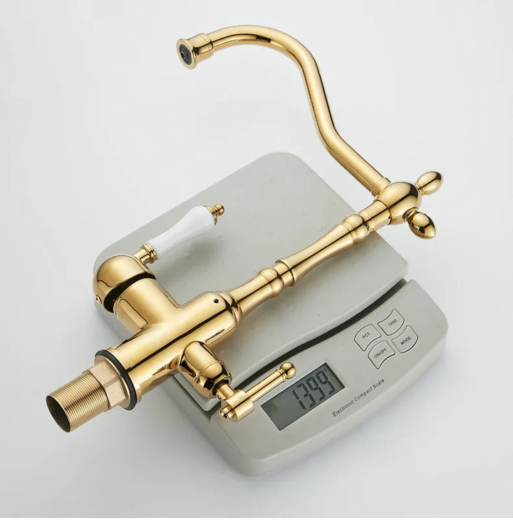 3 in 1 Kitchen Filter Faucet Pure Water 360 Rotation Kitchen sink Crane Dual Handle Dual Water Functions Mode Filter Mixer Taps