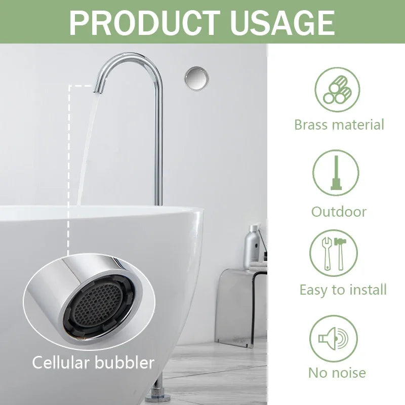 Floor Standing Bathtub Faucet Brass Body Hot Cold Mixer with Handle Rose Gold Independent Faucet Chrome Grey Black