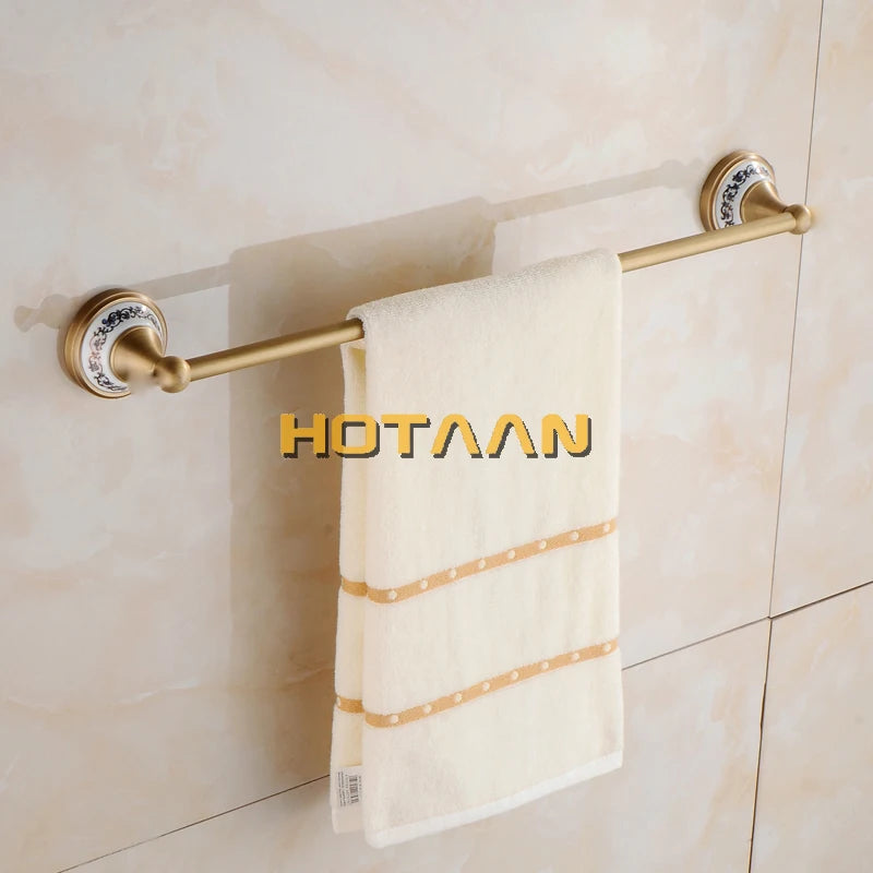 Antique Brushed Solid Brass Bathroom Accessories Sets European Porcelain Bathroom Hardware Sets Ceramic Retro Bathroom Products