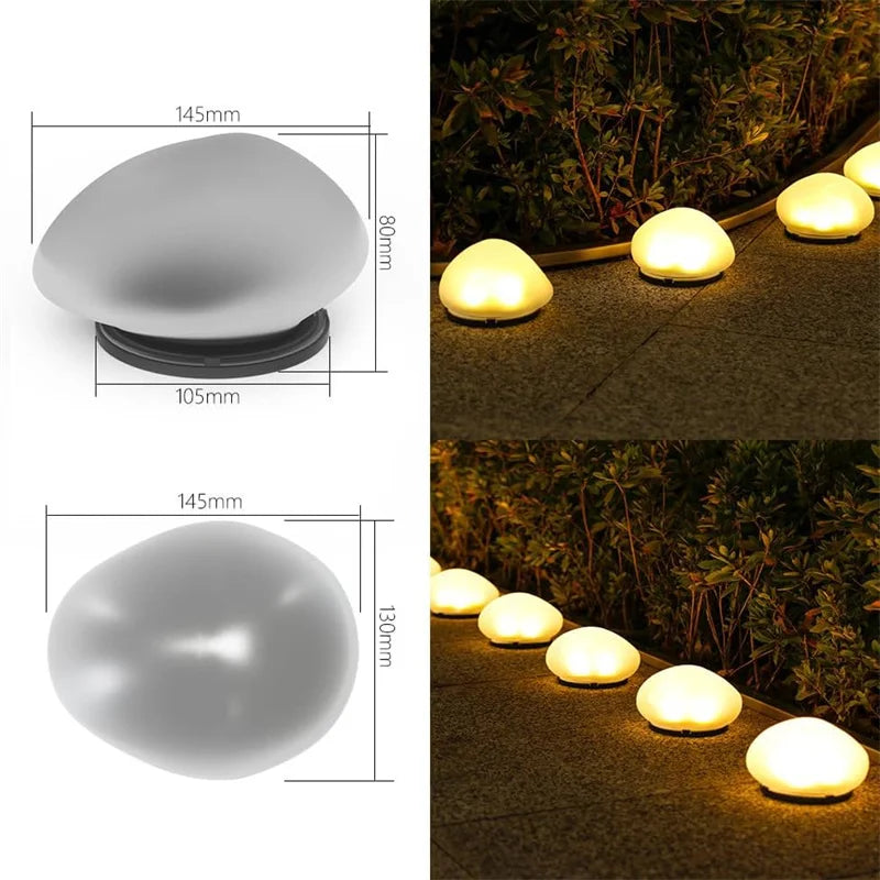 LED Solar Powered Goose Warm Stone Lights Outdoor Decorative Tile Stone Lights Wireless Twilight to Dawn Landscape Garden Decor