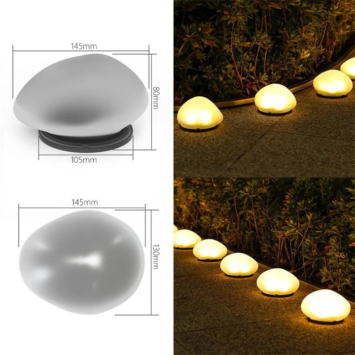 LED Solar Powered Goose Warm Stone Lights Outdoor Decorative Tile Stone Lights Wireless Twilight to Dawn Landscape Garden Decor