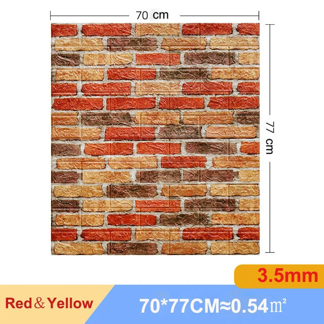 10Pcs Self-Adhesive 3D Wall Sticker DIY Brick Stickers Home Kids Room Kitchen Ceiling Decor No Odor No Pollution Wallpaper 70X77