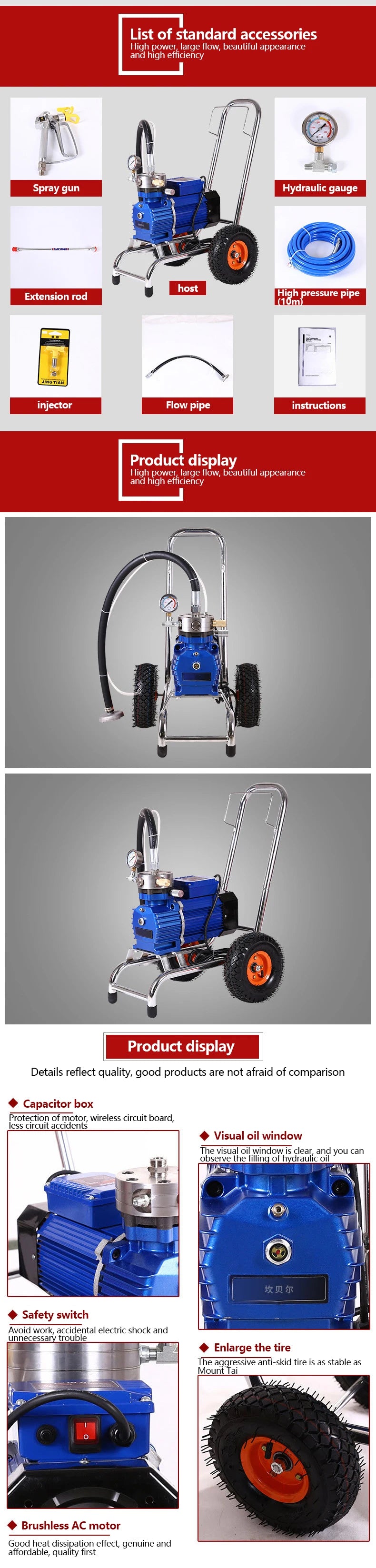 220V High Pressure Airless Spray Painting Machine Portable Electric Paint Sprayer