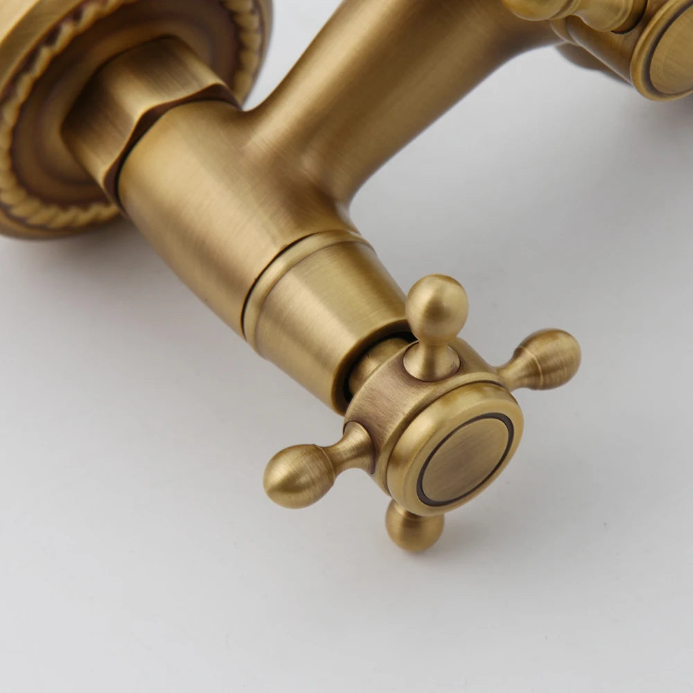 ZAPPO Antique Brass Bathtub Faucet Wall Mount With ABS Handshower Mixer Tap Bath Shower Tap