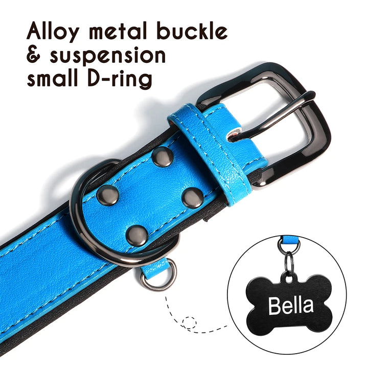 Personalized Dog Collar PU Leather Dog Collars Free Engraving Pet ID Collars Adjustable For Small Medium Large Dogs Pitbull