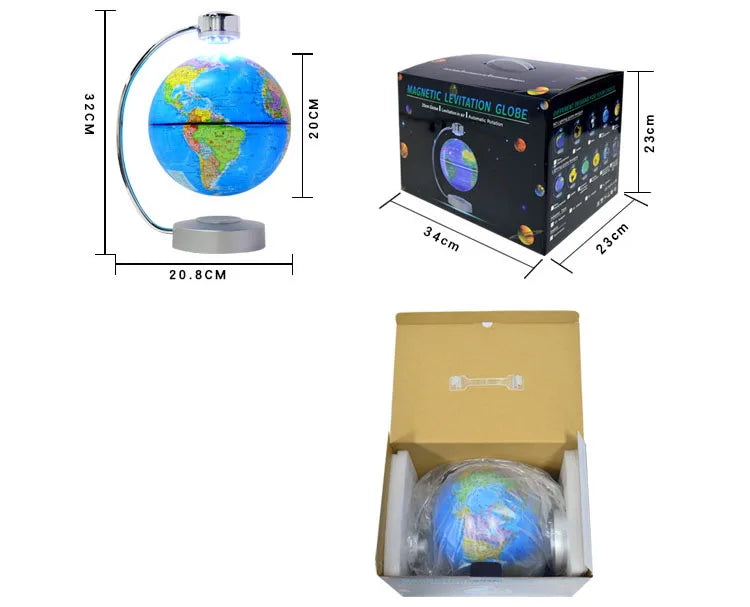 High-tech 8 Inch Magnetic Levitation Globe With LED Light Electronic Floating Globe