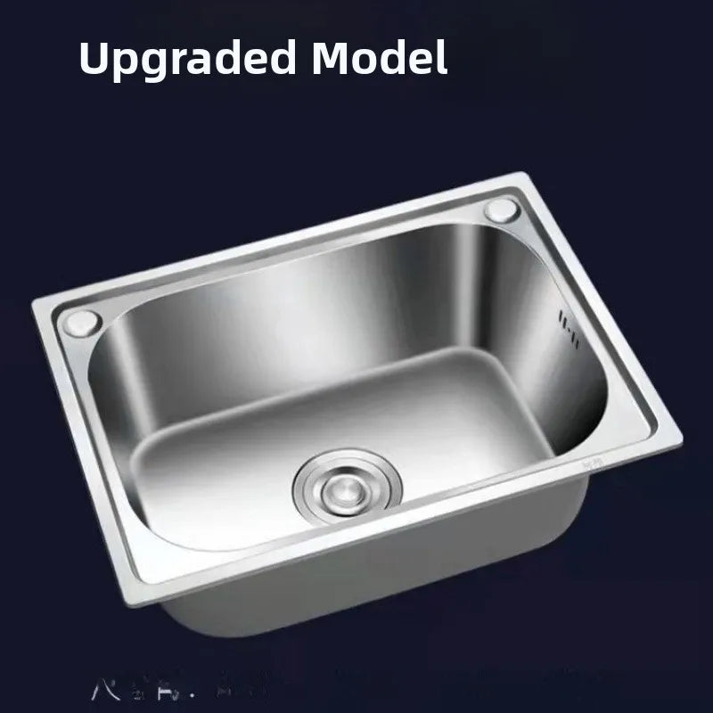 Stainless Steel 304 Food Grade Thickened Single Sink Vegetable Washing Basin Dishwashing Basin Integrated Molding Set