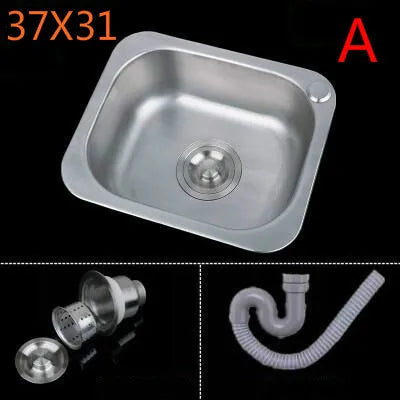Thickened Sink 304 Stainless Steel Sink  Kitchen Sink Single Sink Basin Sink Single  Large Single Slot Set Wy5
