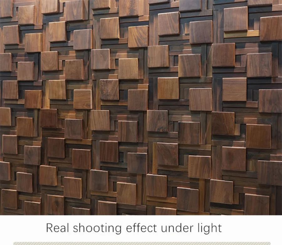 Black Walnut Log Solid Wood Mosaic Tile Square Mosaic Background Sofa TV Background Wall Decoration Art Acoustic Diffuser Panel
