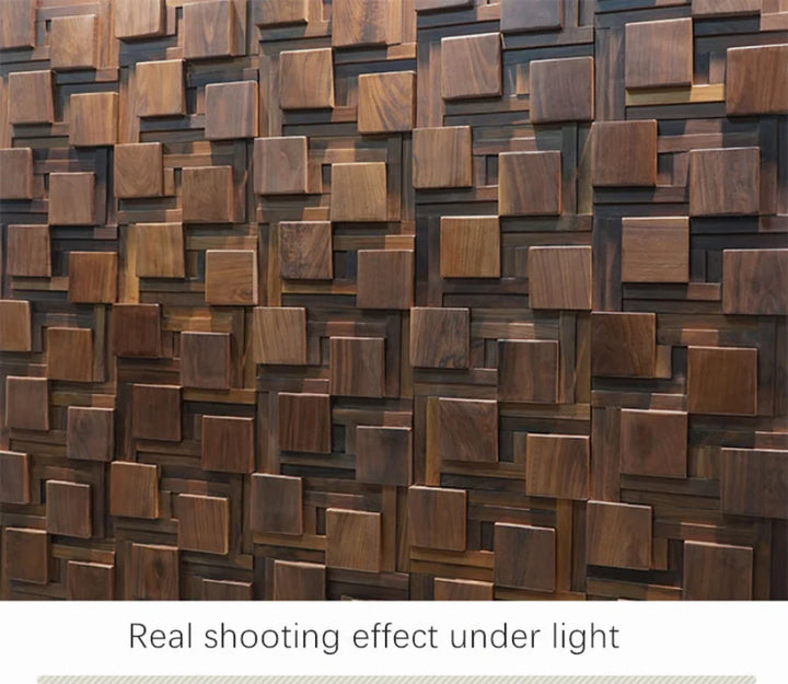 Black Walnut Log Solid Wood Mosaic Tile Square Mosaic Background Sofa TV Background Wall Decoration Art Acoustic Diffuser Panel