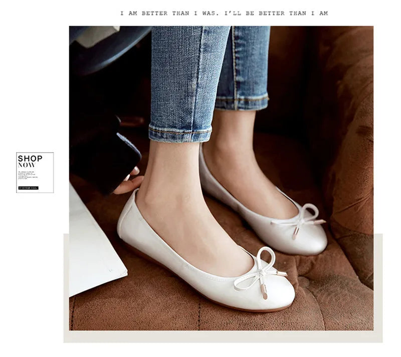 Ladies Loafers Shoes Bowtie Flats Patent Leather Loafers Women Round Toe Roll-Up Shoes Woman Bridesmaid Flats Large Size Zapatos